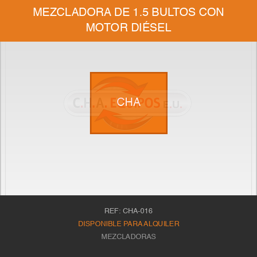 Mezcladora de 1.5 bultos con motor Diésel
