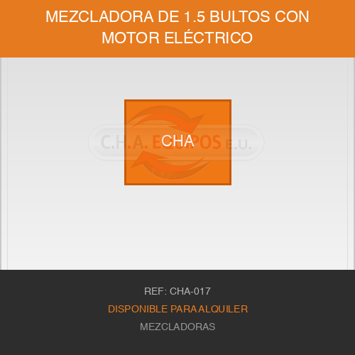 Mezcladora de 1.5 bultos con motor eléctrico