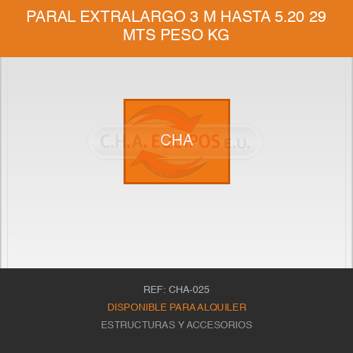 Paral Extralargo 3 m hasta 5.20 mts peso 29 Kg