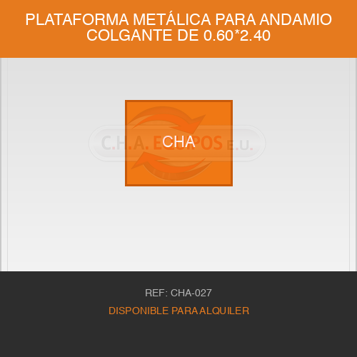 Plataforma metálica para andamio colgante de 0.60*2.40