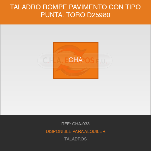 Taladro rompe pavimento con punta. Tipo toro D25980